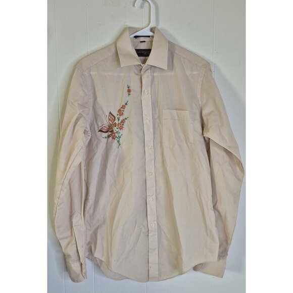 Van Heusen Single Needle Tailoring Long Sleeve Button Up Embroidered Shirt Men's - Picture 1 of 13